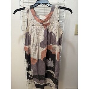Kimchi Blue Dress Medium Pink Grey Cream Scoops Neck Sleeveless Urban Outfitters